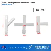 Drinking Water, Hose Connector, Birds,T-Connector, Poultry, Farming, 10mm, 10Pcs