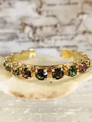 Volcano Mettalic AB Crystal From Swarovski In Gold Plated Cuff Bracelet