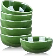 vicrays Ceramic Cereal Bowls Set - Porcelain 26 Ounce Soup Salad Bowls Set - Rice Dessert Cream Bowls Set - Chip Resistant Dishwasher Microwave Safe - Set of 6 (Green)