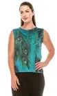 JOSTAR Poly Spandex SLINKY STRETCH Knit TANK TOP Teal Peacock SPARKLES M / L