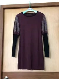 在飛比找Yahoo!奇摩拍賣優惠-設計師BERNINI貝爾尼尼 漂亮燙鑽針織彈性長版衣 洋裝M