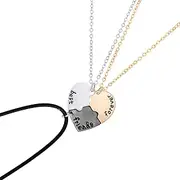 [ZNTU] Weirdo 1 Weirdo 2 Weirdo 3 Necklace Heart Bff Necklace for 3 Best Friend Necklaces Sister Friendship Jewelry