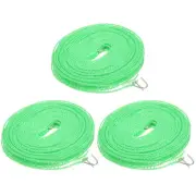 Portable Clothesline, 32.8ft Nylon Windproof Non-Slip Washing Line, Green 3Pcs