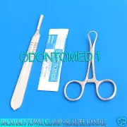 BACKHAUS TOWEL CLAMP 3.5"+SCALPEL HANDLE #4+5 SURGICAL BLADES #23