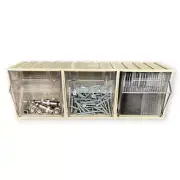 3 pack 4" Modular Small Parts Tip-Out Bin Storage Container Clear Acrylic Window