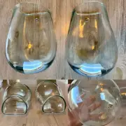 Set Vintage Hand Blown Recycled Clear Glass Wall Candle Sconces Mexico RARE!