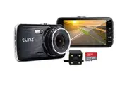 Elinz 4.0" LCD Dash Cam Dual Camera Reversing Car 1296P FHD DVR Video 32GB