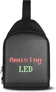 Motorcycle LED Bag, Customizable USB Powered LED Screen Shoulder Bag with Double Zipper, DIY Image Text Animation LED Backpack with Programmable Screen for Protecting Valuables