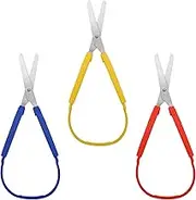 Windspeed 3Pcs Loop Scissors - Spring Mini Training Scissors With Colorful Grip and Easy-Open Squeeze Handles for Special Needs and Elderly