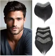 Mens Wig Hair 0.06mm Thin Skin Men Hairline Toupee Human Hair V Shape Invisible Frontal Hairline Hairpiece Mens Toupee(16cmx2cm)