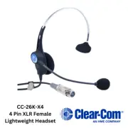 Clear-Com CC-26K-X4 Single-Ear Muff InterCom Headset 4Pin XLR F NEW + Warranty