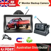 Wireless 5"Monitor Magnetic Base Battery Powered IR Backup Camera For Trailer RV