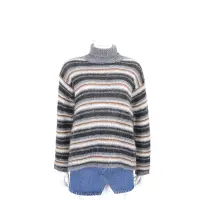 在飛比找Yahoo奇摩購物中心優惠-MAX MARA 高領撞色條紋馬海毛針織衫 毛衣