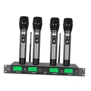 UHF Wireless Microphone System 4 Channel Microphones 4 Handheld Karaoke DJ Mic