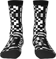 [EdWal] Soft Black White Formula Checkered Pattern print Moisture Wicking Socks Sports Socks for Men and Women Warm thermal Boot Hiking Socks