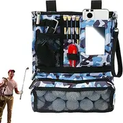 Golf Valuables Bag, Golf Bag Bag, Mini Golf Tea Bag Bag, Golf Tea Bag, Golf Bag Organiser, Foldable Storage Bag with Multiple Pockets, Robust Golf Bag for Ball Markers