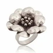 Ring flower Karen hill tribe silver Size.US=9 R Adjustable