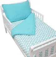 American Baby Company 100% Cotton Percale 4 Piece Toddler Bedding Set, Aqua Waves, for Boys & Girls