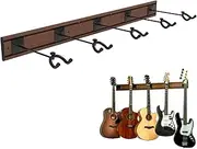 Koldot Wall Mount Hanger With 5 Adjustable Hangers - Multi-Angle Add-on Hook for Guitar, Bass, Banjo - Acoustic and Electric (Wood Grain Color)
