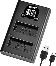 DSTE NP-W126 Battery USB Dual Quick Charger with LCD Display Compatible for Fujifilm FinePix HS30EXR, HS33EXR, HS35EX, HS50EXR, X-A1, X-E1, X-E2, X-M1, X-Pro1, X-T1