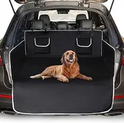 UNIQU Car Boot Cover for Dogs | Waterproof, Nonslip Pet Car Boot Liner Protector | Universal Trunk Dog Blanket with Side & Bumper Protection (Black - Grey Edge)