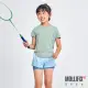 【Mollifix 瑪莉菲絲】下擺圓弧拚網訓練上衣_KIDS、瑜珈服、瑜珈上衣、運動服、運動T(酪梨綠)