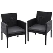 2x Gardeon Outdoor Dining Chairs Patio Furniture Rattan Lounge Chair XL Ezra