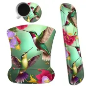Ergonomic Mouse Pad with Wrist Support Gel & Memory Foam, Floral Hummingbird ...