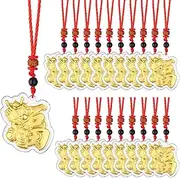 [Eshylala] 20 Pack Rabbit Pendant with Red Ropes Chinese New Year Gift Lucky Rabbit Statues Charm 2023 Year of Rabbit Pendant 2022 Rabbit Pendant Chinese Spring Festival Zodiac Gift