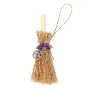Peace Broomstick Amethyst Car Charm Wicca Cleanse Broom - 9cm