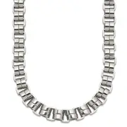 Stainless Steel Chisel Polished 24 Inch Circular Link Necklace