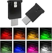 2 Pcs Mini USB LED Ambient Light, Adjustable 8 Colors RGB Dynamic Gradient Brightness, Car USB Type C Interior Atmosphere Lamp, Replace Lighting Parts for Laptop Keyboard Night Home Office Decoration