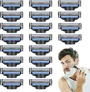 SUNOYA Mach 3 Razor Blades for Men, Pack of 24 Replacement Blades for Wet Razors, Men's Razor Gift