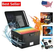 Fireproof Document Organizer Box - Waterproof & Portable File Storage Black/Grey