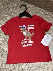VALENTINES DAY BOYS NWT 2T RED DINOSAUR T-SHIRT TEE DINO MITE AT STEALING HEARTS
