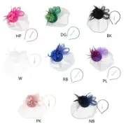 Floral Fascinators Hat with Feather Headband Pillbox Hat Headwear