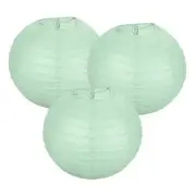 3Pcs Decorative Hanging Round Paper Lanterns 20cm/8", Light Blue