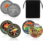 Dumpster Fire Challenge Coin, Funny Dumpster Fire Coin Desk Accessories, Double Sided Hilarious Medallion for Coworker Workplace Memorabilia Office Pranks Humorous Office Decor(3pcs/Set)