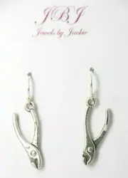 Pliers Charm Earrings Construction Tool .925 sterling silver hooks pewter charms