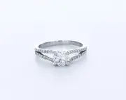 1.1CT Natural Diamond D/SI1 Round Brilliant Platinum 4-Prong Classic Accent Ring