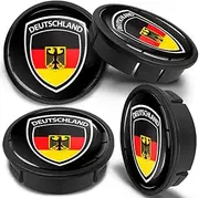 SkinoEu Set of 4 Hub Caps, Wheel Centre Caps, Wheel Hub Caps, Wheel Hub Caps with Silicone Sticker, 60 mm, Germany Flag, CX 77