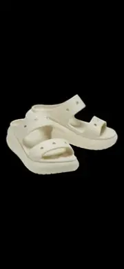 Crocs Crush Platform Sandals Womens 9 Bone Natural Slip On Comfort Chunky Shoes