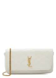 Saint Laurent Gaby Quilted Leather Wallet-on-chain - White ONE SIZE
