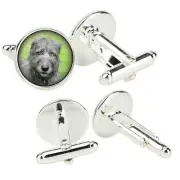 Irish Wolfhound cufflinks in a box with a picture Art-Dog