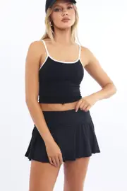 Black Mini Skort Skirt Fold Down Waist Supersoft - Size 16XL, Women's Skater Skirt