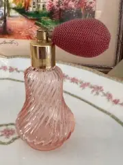 Vintage Pink Swirled Glass Perfume Atomizer Bottle