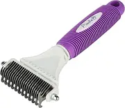 Poodle Pet Dematting Comb for Dogs - Handheld Undercoat Dematter Rake Grooming Tool for Long or Short Hair