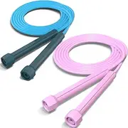Hianjoo Jump Rope (2 Pack) for Speed Skipping, Adjustable Skipping Ropes Lightweight Speed Rope for Adults Boys Girls Women Men Fitness Workout Training Exercise Outdoor Activity, Blue+Purple