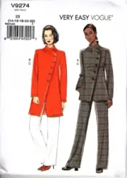 Vogue V9274 Misses 14 to 22 Long Jacket and Pants UNCUT Sewing Pattern