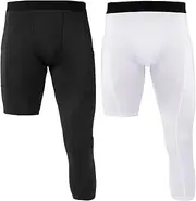Oimzzr Men One Leg Tight P 3/4 Leggings Athletic Base Layer Men Basketball Underwear